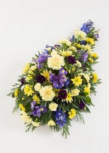 Single Ended Funeral Spray yellow and purple