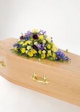 Single Ended Funeral Spray yellow and purple