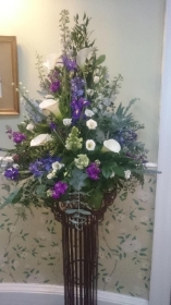 Pedestal arrangement purples creams